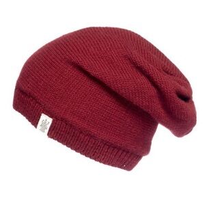 NWOT Nirvanna Designs Winter Hat Hand-knit in Nepal 100% Merino Wool Burgundy